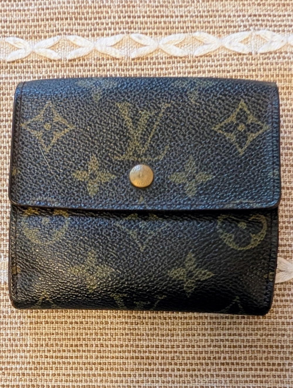 Louis Vuitton LV Monogram Trifold Canvas Leather Wallet W Coin Pouch France